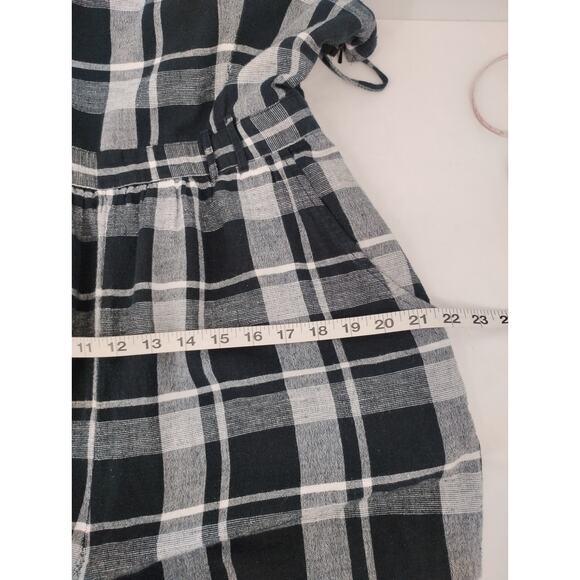 American Eagle Outfitters Black Gray Plaid Jumpsuit Belted Stretch Back Large - Picture 13 of 15